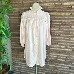 Juli of Slumbertogs Vintage 70s Pink Modest Sleepshirt Nightgown Ruffle Edge